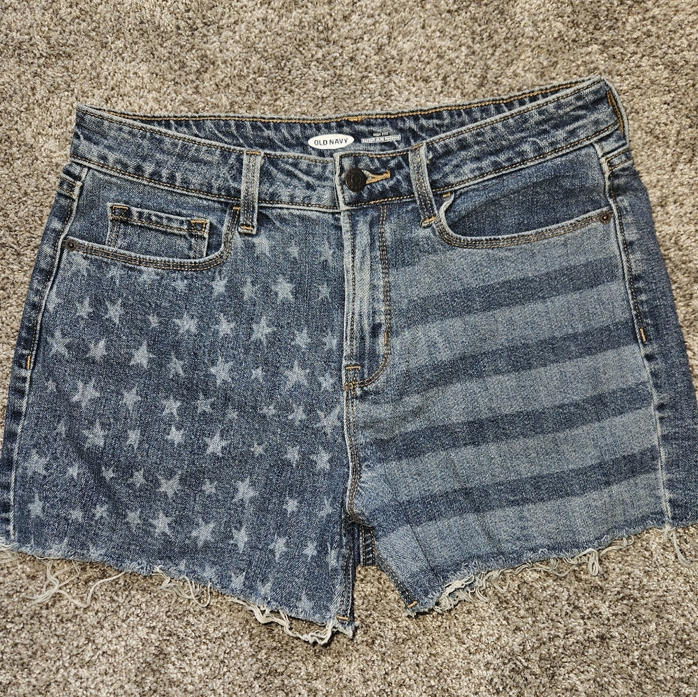 Old Navy Blue Jean Shorts with Star and Stripe Design